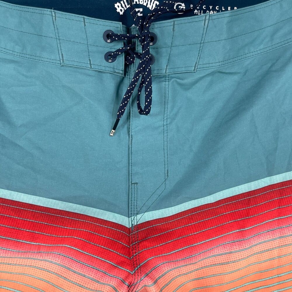 Billabong Board Shorts Men 32 Teal All Day Pro Recycler Striped Performance Surf - Picture 3 of 13